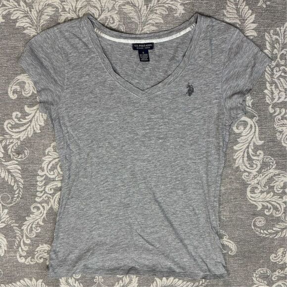 U.S. Polo Assn. Women's V-Neck T-Shirt Gray Short Sleeve Size S - Picture 1 of 8